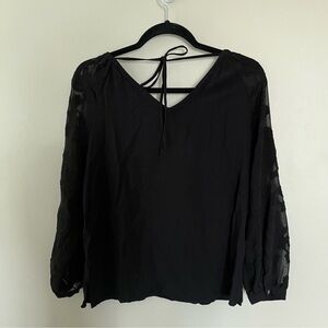 LOFT  Plus Black Blouse with Sheer Sleeves Women’s Size  22